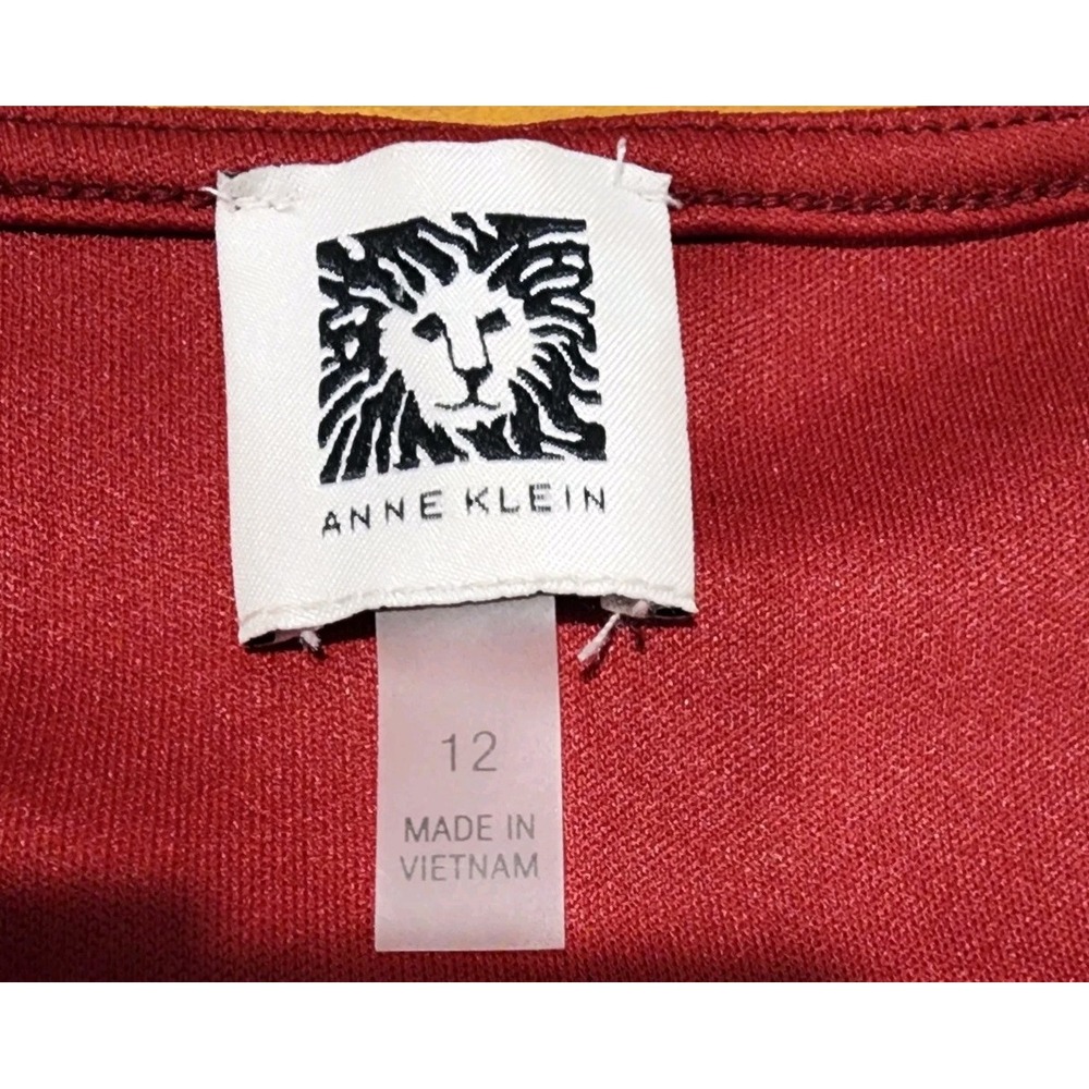 ANNE KLEIN Red Dress Womens 12 Sparkle Faux Wrap Rhinestone Buckle Cocktail Xmas - Picture 13 of 15
